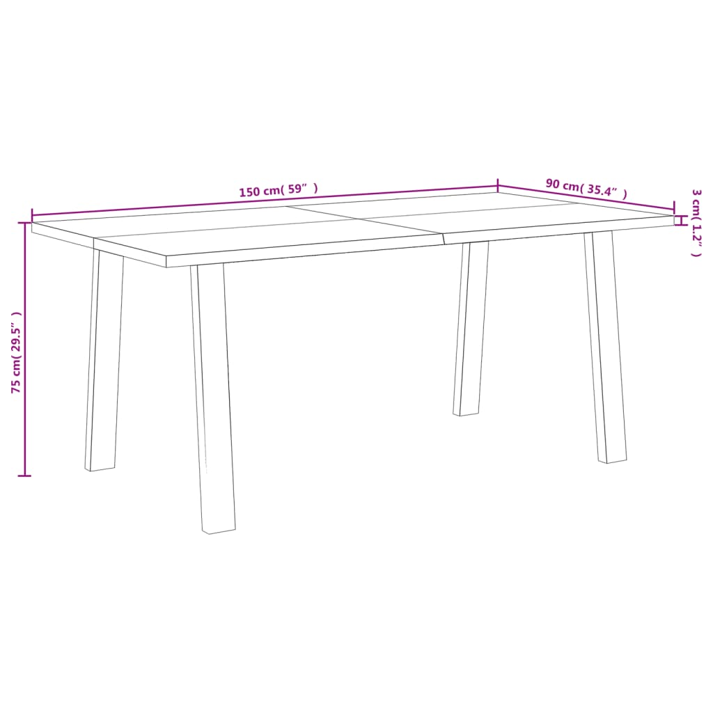 Esstisch 150x90x75 cm Massivholz Akazie