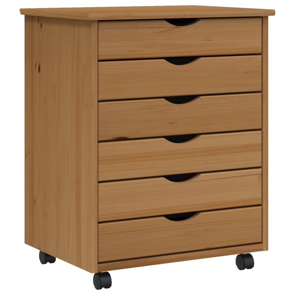 Rollschrank mit Schubladen MOSS Honigbraun Massivholz Kiefer