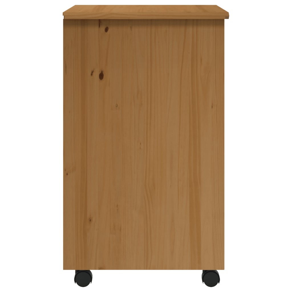 Rollschrank mit Schubladen MOSS Honigbraun Massivholz Kiefer