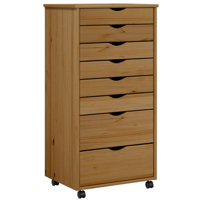 Rollschrank mit Schubladen MOSS Honigbraun Massivholz Kiefer