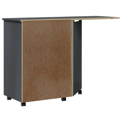 Rollschrank mit Schreibtisch MOSS Grau Massivholz Kiefer