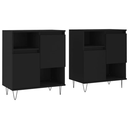 Sideboards 2 Stk. Schwarz Holzwerkstoff