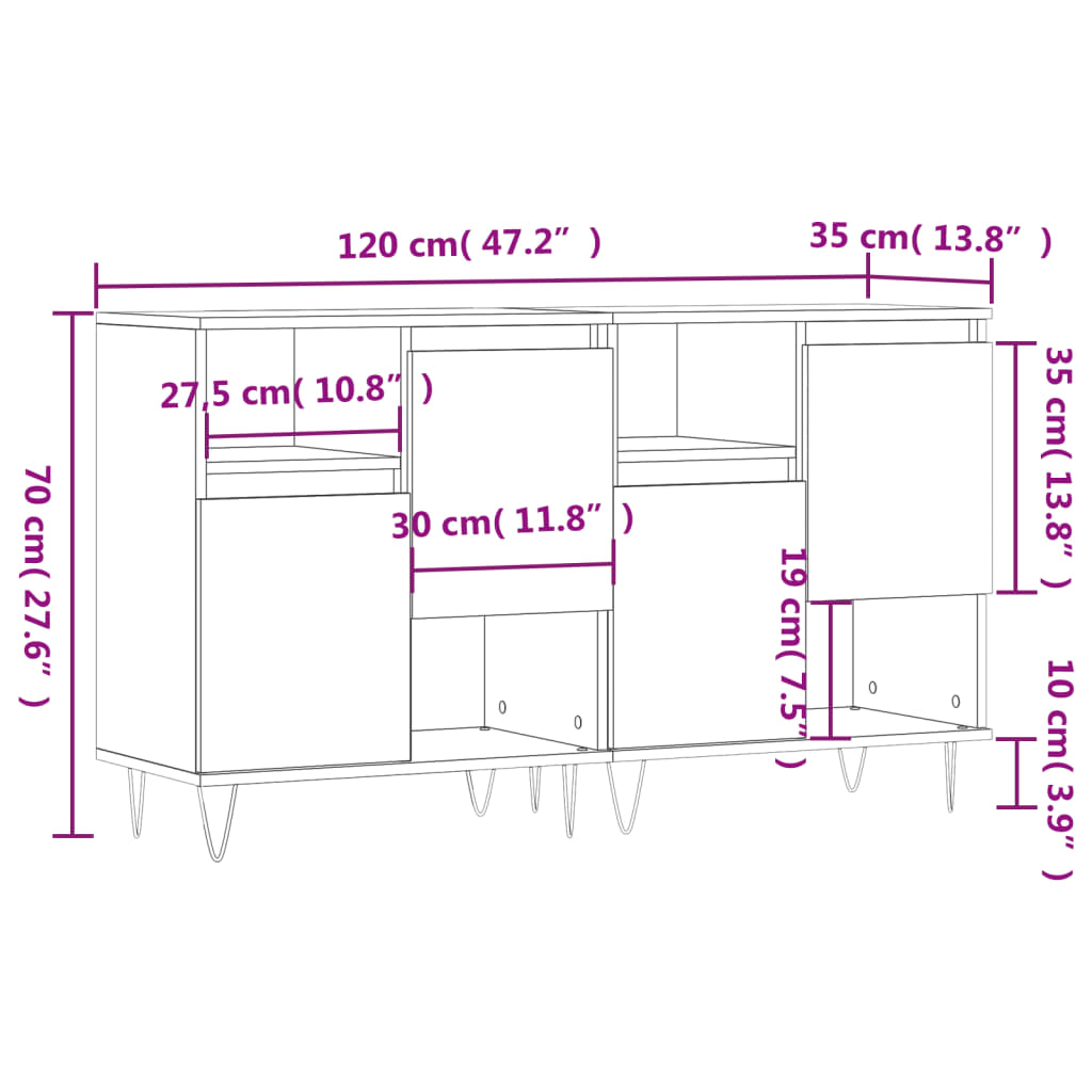 Sideboards 2 Stk. Sonoma-Eiche Holzwerkstoff