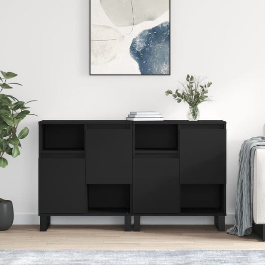 Sideboards 2 Stk. Schwarz Holzwerkstoff