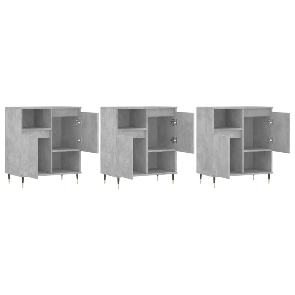 Sideboards 3 Stk. Betongrau Holzwerkstoff