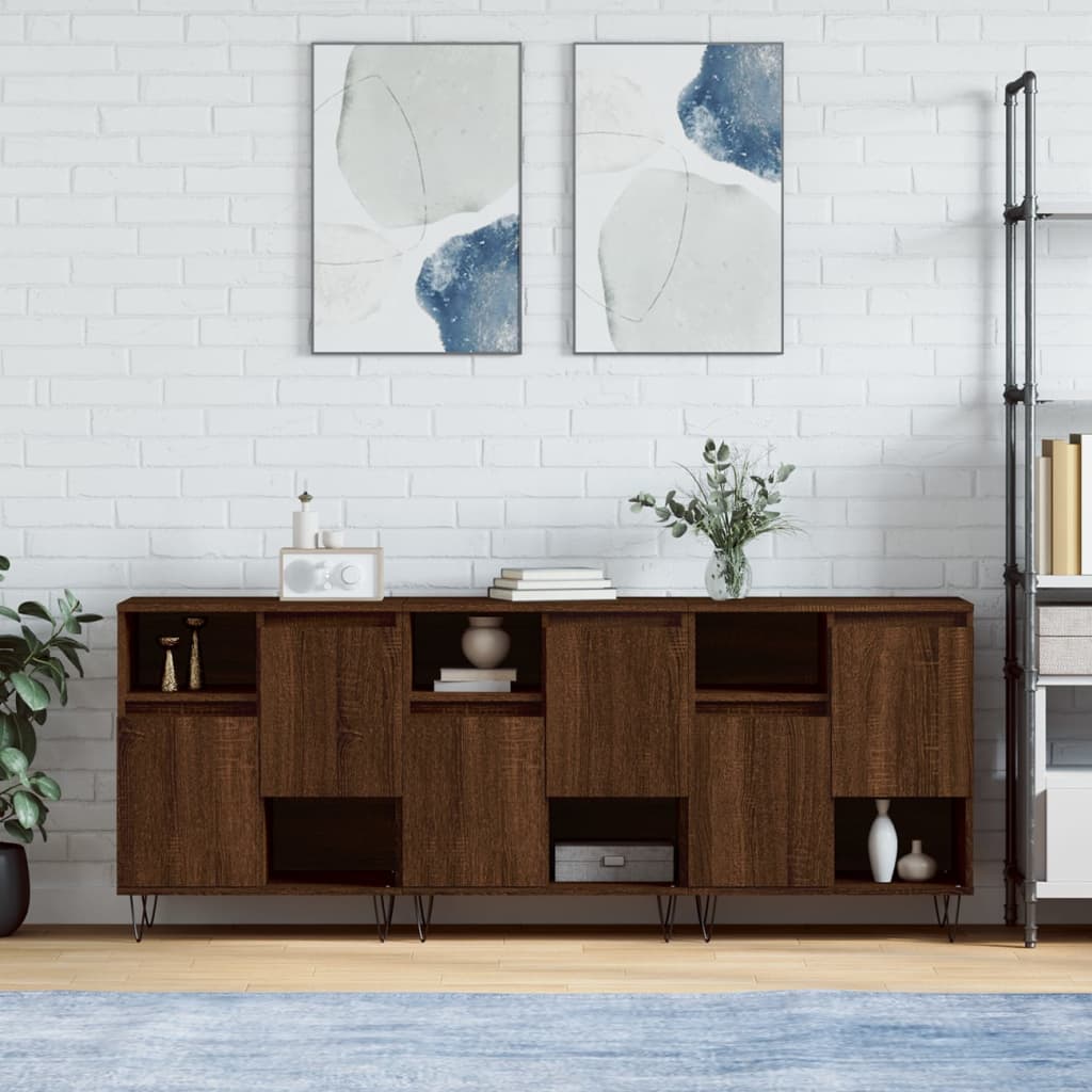 Sideboards 3 Stk. Braun Eichen-Optik Holzwerkstoff