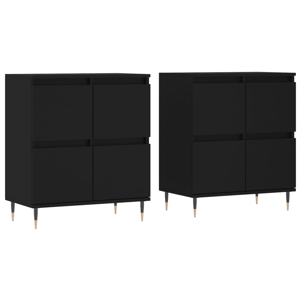 Sideboards 2 Stk. Schwarz Holzwerkstoff