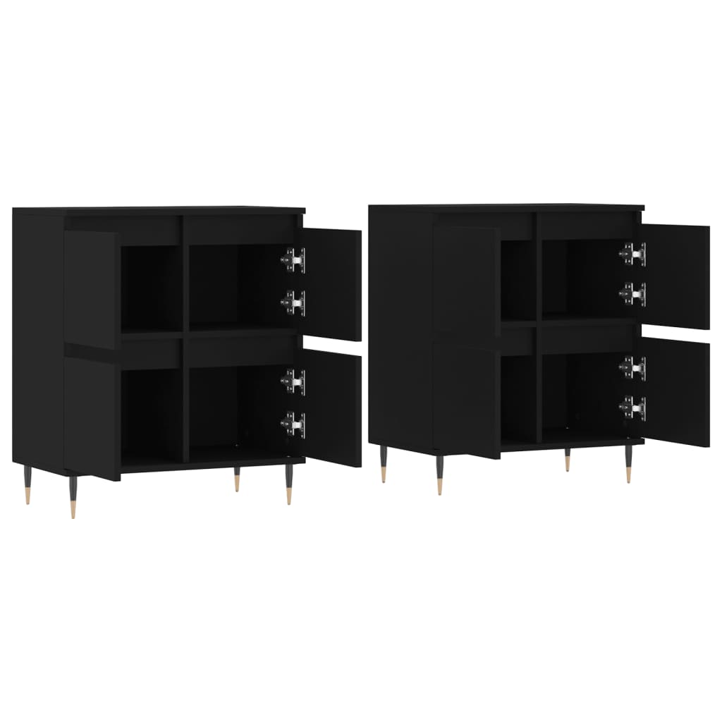 Sideboards 2 Stk. Schwarz Holzwerkstoff