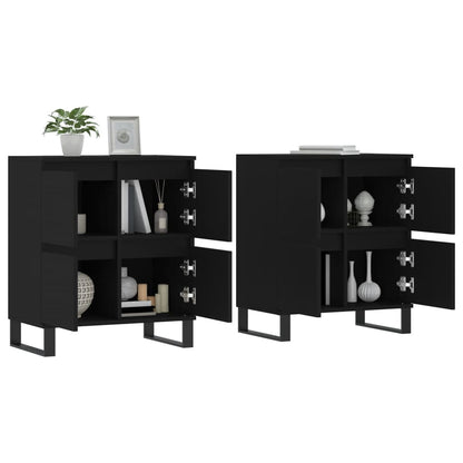 Sideboards 2 Stk. Schwarz Holzwerkstoff