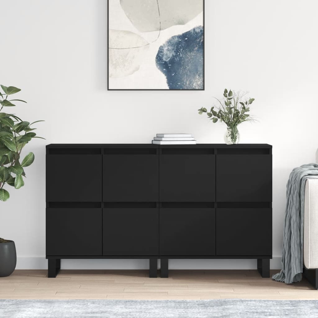 Sideboards 2 Stk. Schwarz Holzwerkstoff