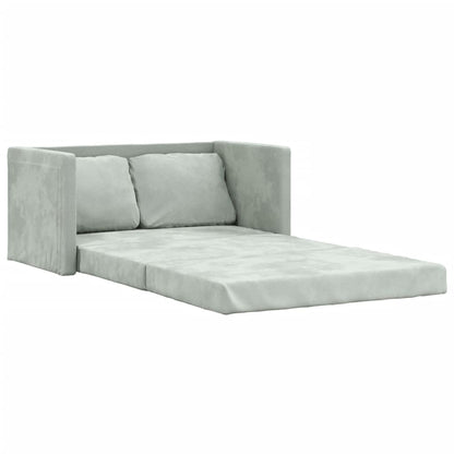 Floor sofa with sleeping function light grey 122x204x55 cm velvet