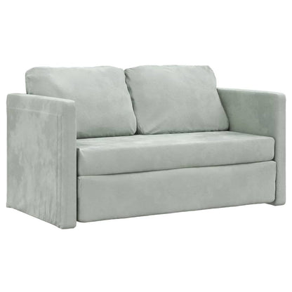 Floor sofa with sleeping function light grey 122x204x55 cm velvet