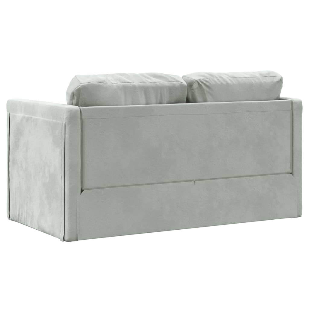 Floor sofa with sleeping function light grey 122x204x55 cm velvet