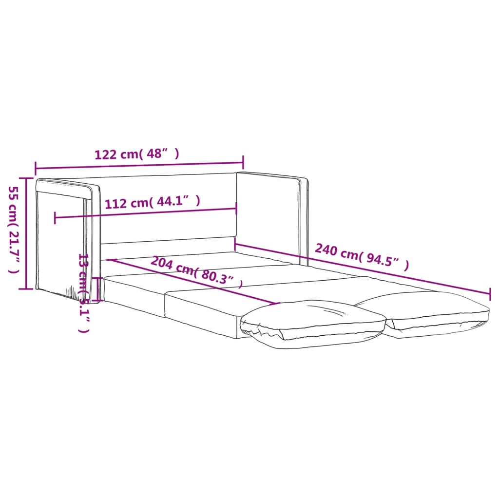 Floor sofa with sleeping function light grey 122x204x55 cm velvet