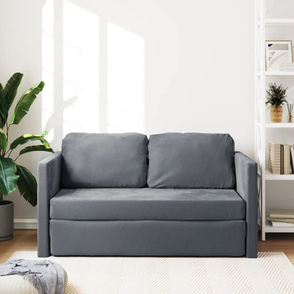 Bodensofa mit Schlaffunktion Dunkelgrau 122x204x55 cm Samt