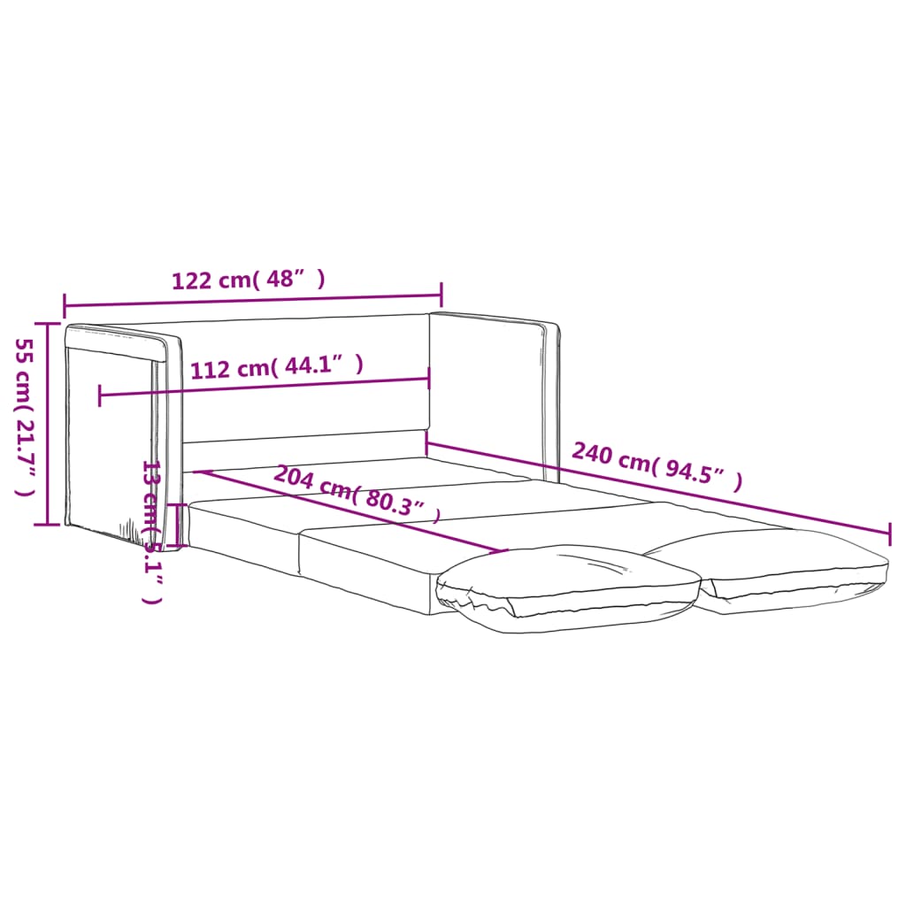 Bodensofa mit Schlaffunktion Schwarz 122x204x55 cm Samt