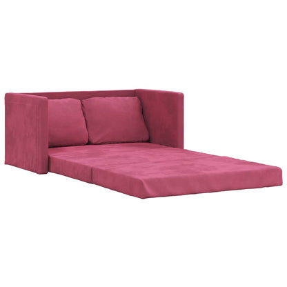 Bodensofa mit Schlaffunktion Weinrot 122x204x55 cm Samt