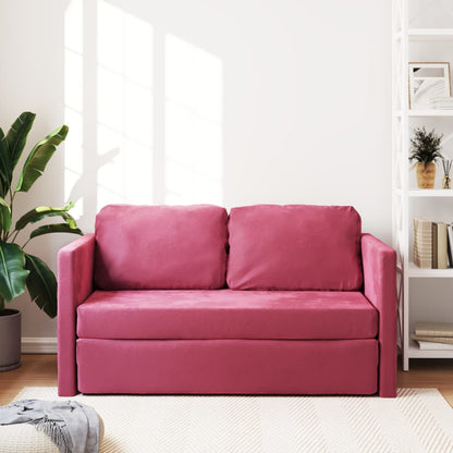 Bodensofa mit Schlaffunktion Weinrot 122x204x55 cm Samt