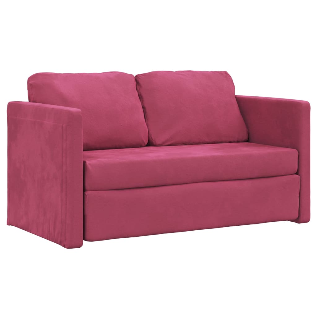 Bodensofa mit Schlaffunktion Weinrot 122x204x55 cm Samt