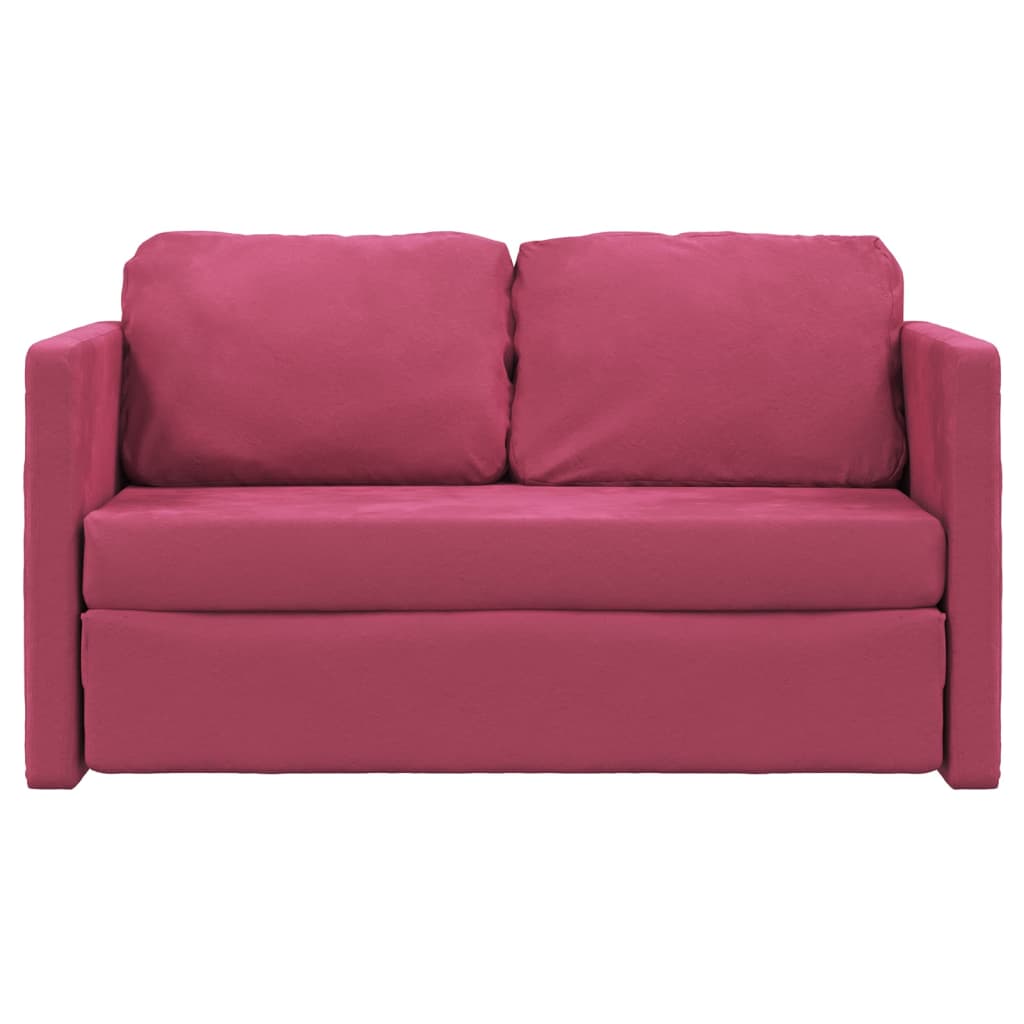 Bodensofa mit Schlaffunktion Weinrot 122x204x55 cm Samt