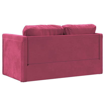 Bodensofa mit Schlaffunktion Weinrot 122x204x55 cm Samt