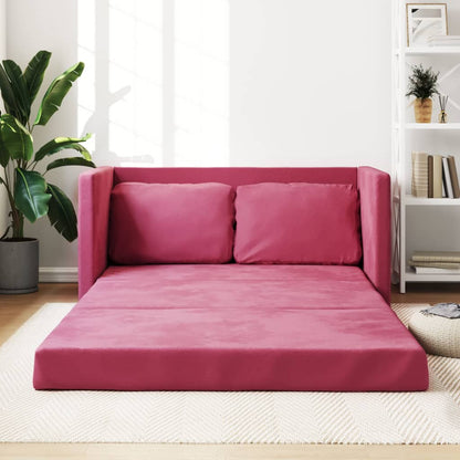 Bodensofa mit Schlaffunktion Weinrot 122x204x55 cm Samt