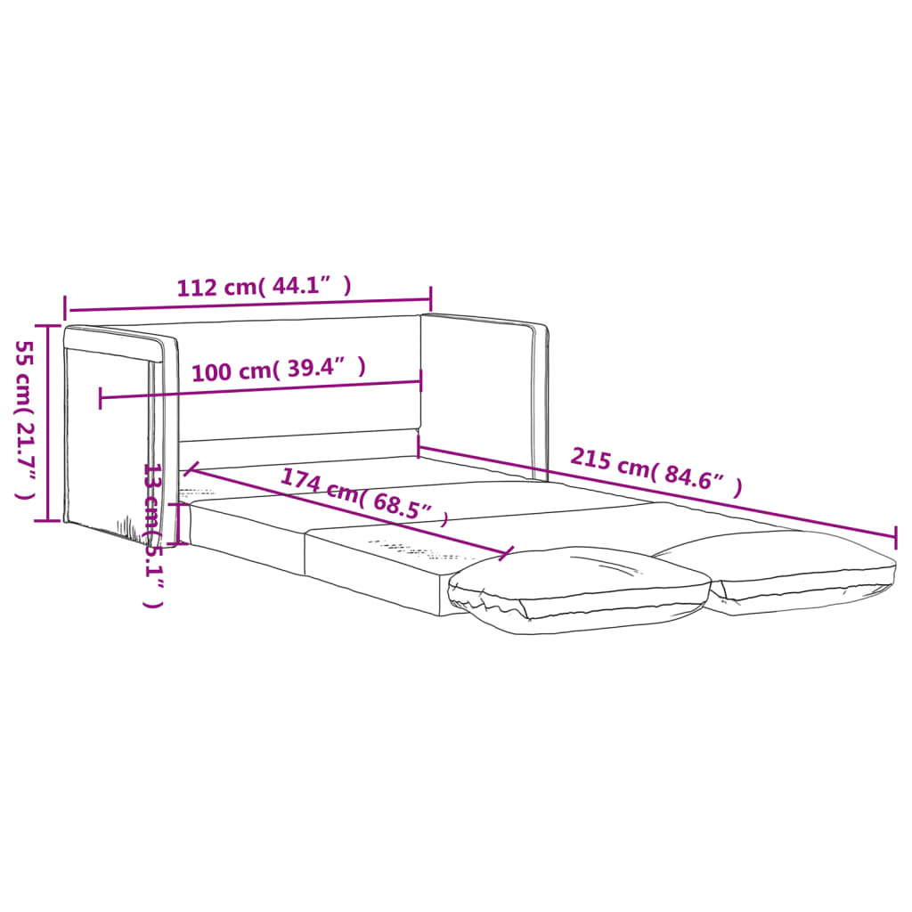 Bodensofa mit Schlaffunktion Hellgrau 112x174x55 cm Stoff