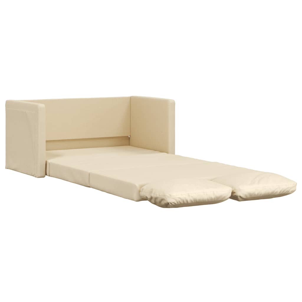 Bodensofa mit Schlaffunktion Creme 112x174x55 cm Stoff