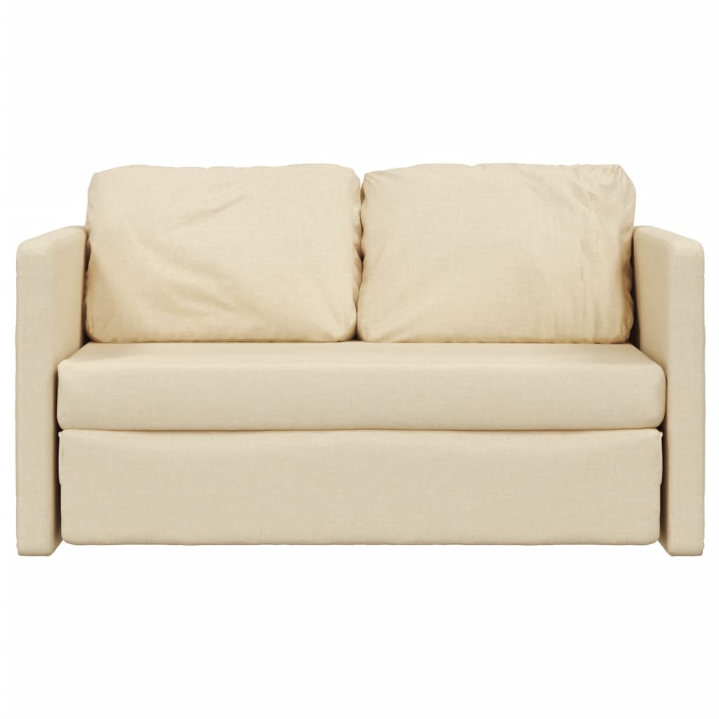 Bodensofa mit Schlaffunktion Creme 112x174x55 cm Stoff