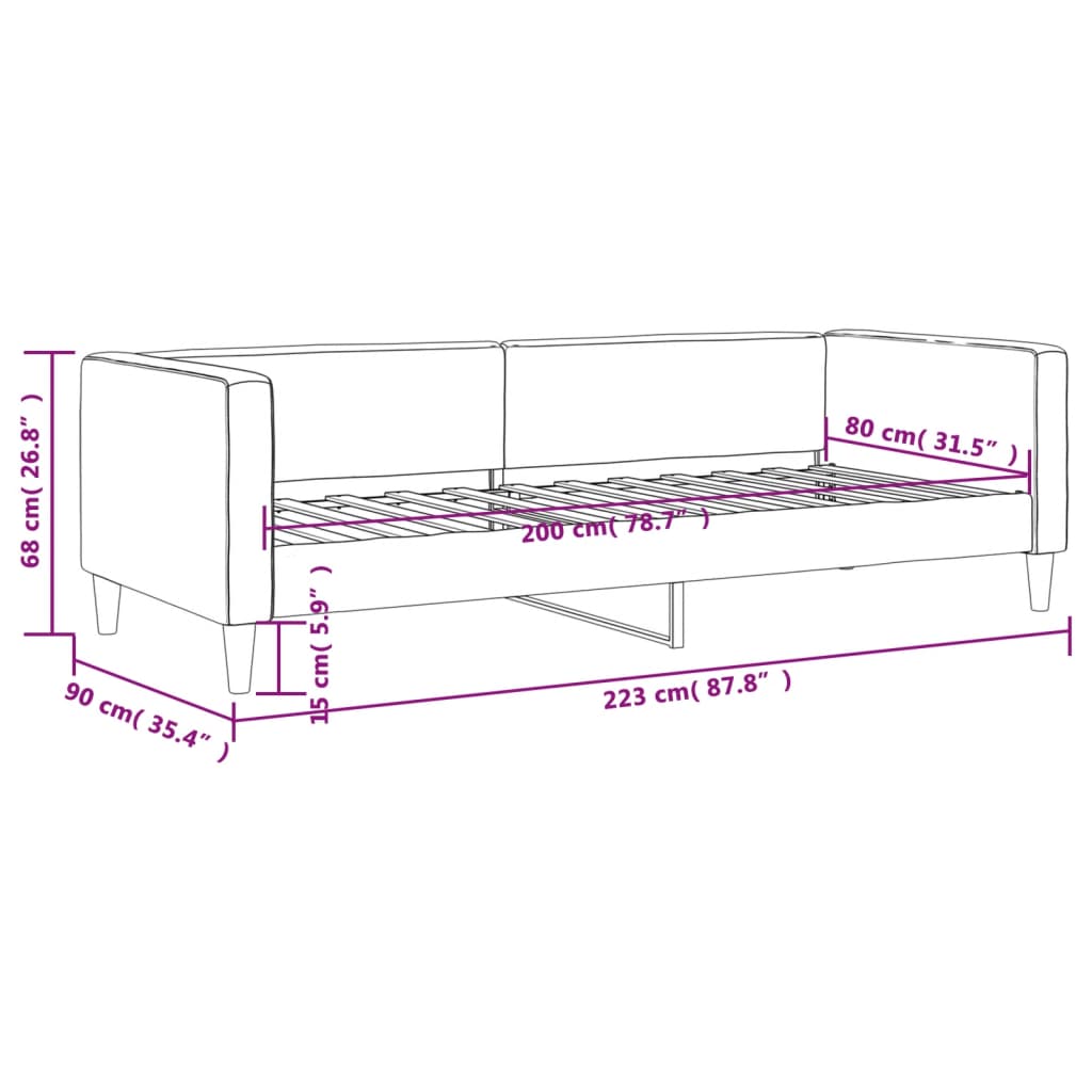 Tagesbett Hellgrau 80x200 cm Stoff