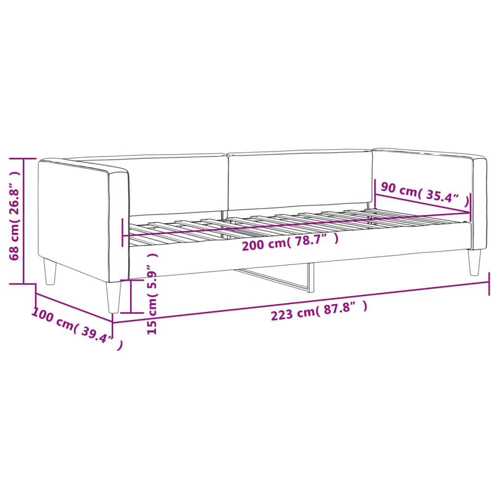 Tagesbett Taupe 90x200 cm Stoff