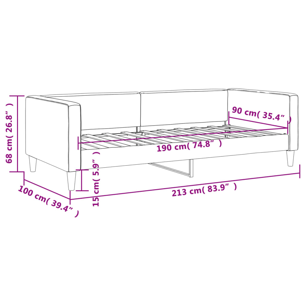 Tagesbett Dunkelgrau 90x190 cm Stoff