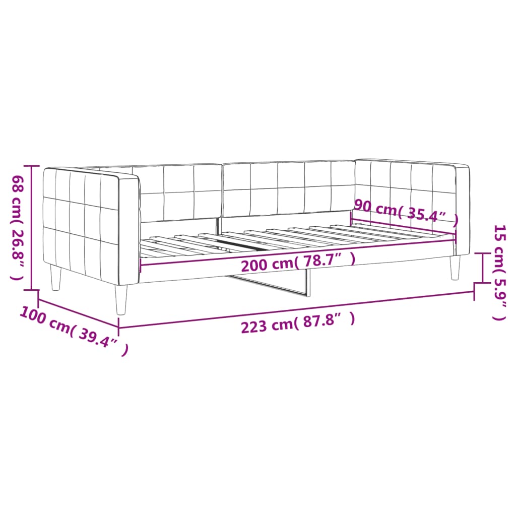 Tagesbett Hellgrau 90x200 cm Samt