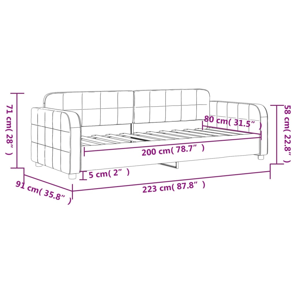 Tagesbett Blau 80x200 cm Samt