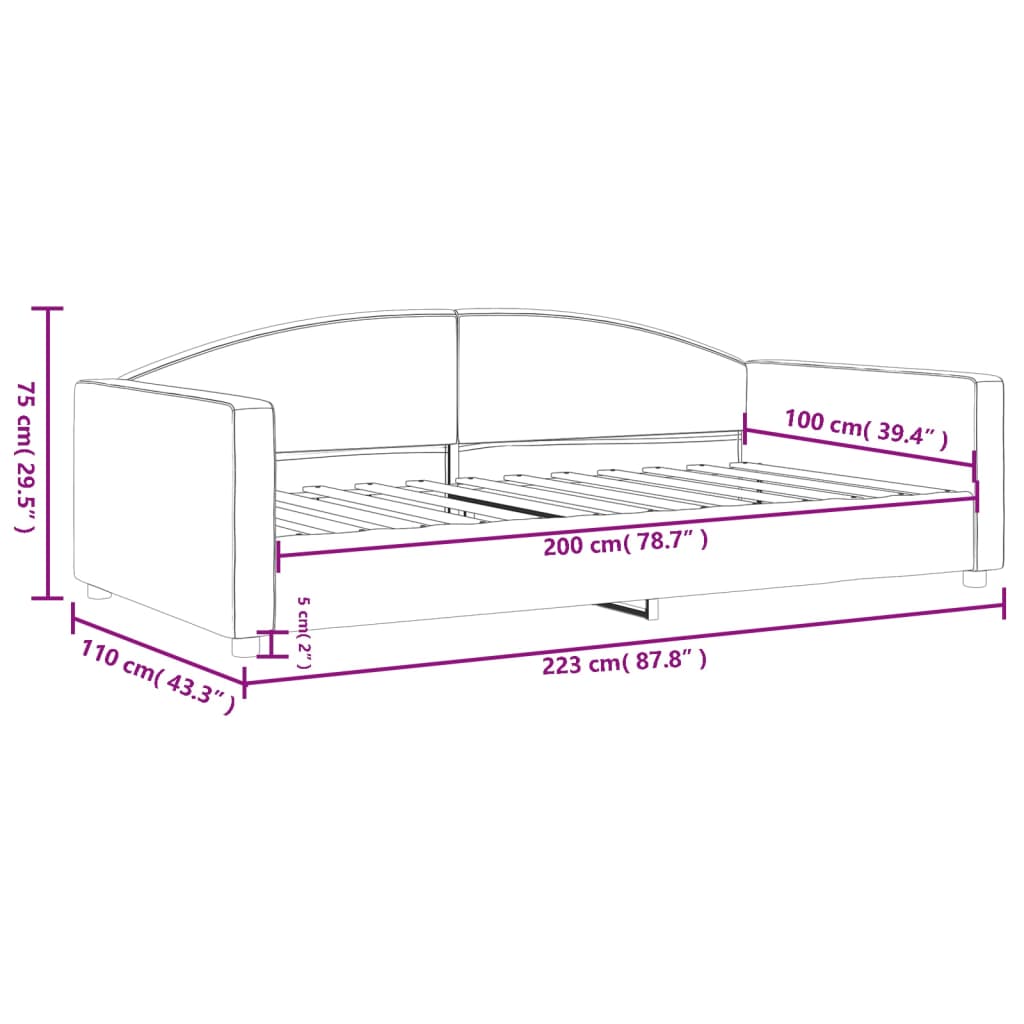 Tagesbett Schwarz 100x200 cm Stoff