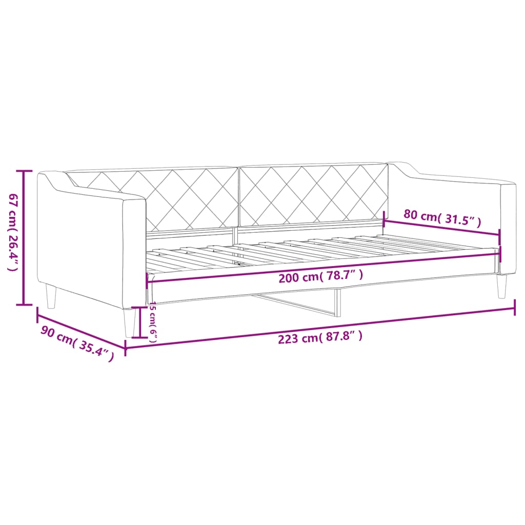 Tagesbett Creme 80x200 cm Stoff