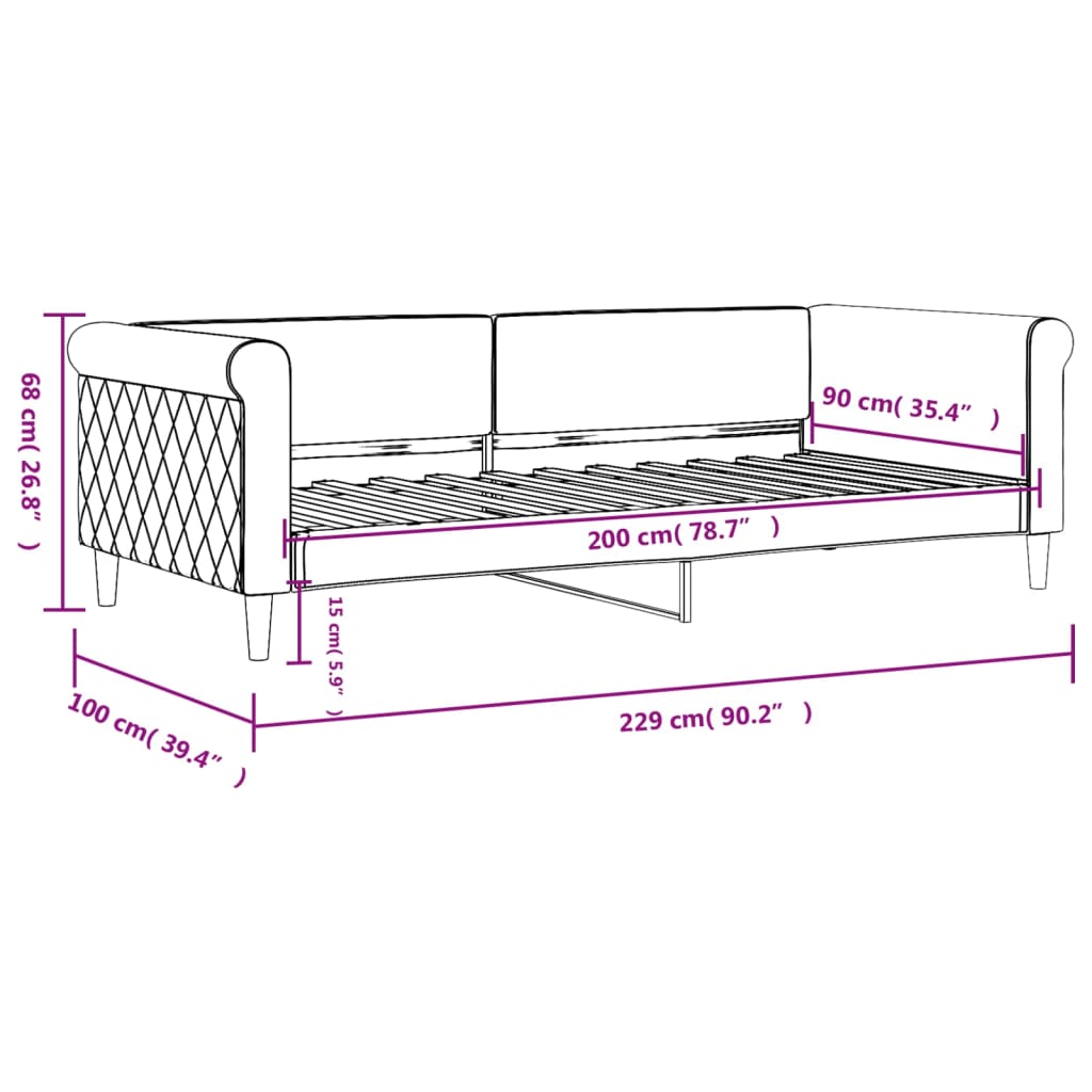 Tagesbett Rosa 90x200 cm Samt