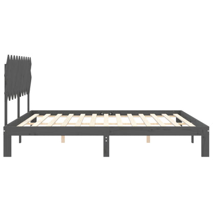 Massivholzbett mit Kopfteil Grau 200x200 cm