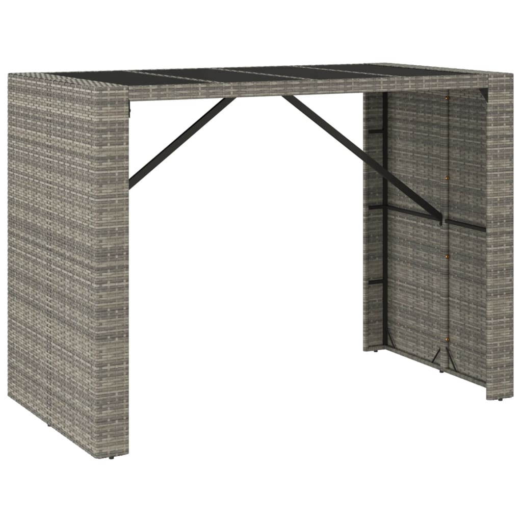 5-tlg. Gartenbar-Set mit Kissen Grau Poly Rattan