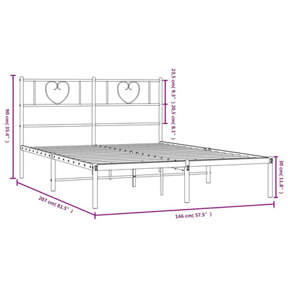 Bettgestell mit Kopfteil Metall Schwarz 140x200 cm