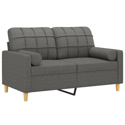 2-Sitzer-Sofa mit Zierkissen Dunkelgrau 120 cm Stoff