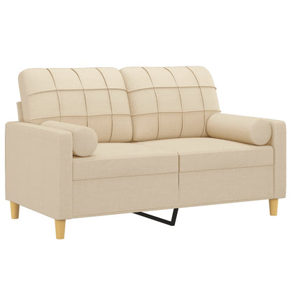 2-Sitzer-Sofa mit Zierkissen Creme 120 cm Stoff