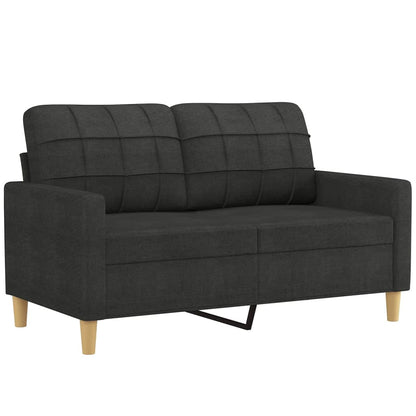 2-Sitzer-Sofa mit Zierkissen Schwarz 120 cm Stoff