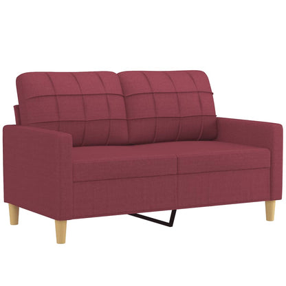 2-Sitzer-Sofa mit Zierkissen Weinrot 120 cm Stoff