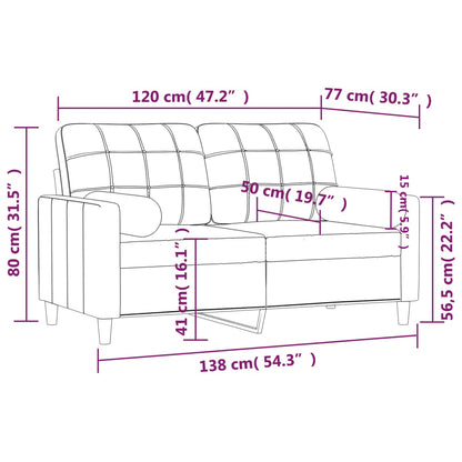 2-Sitzer-Sofa mit Zierkissen Weinrot 120 cm Stoff