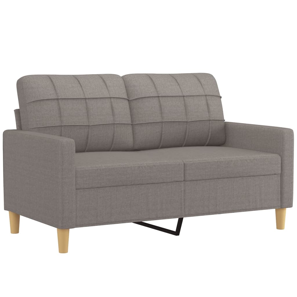 2-Sitzer-Sofa mit Zierkissen Taupe 120 cm Stoff