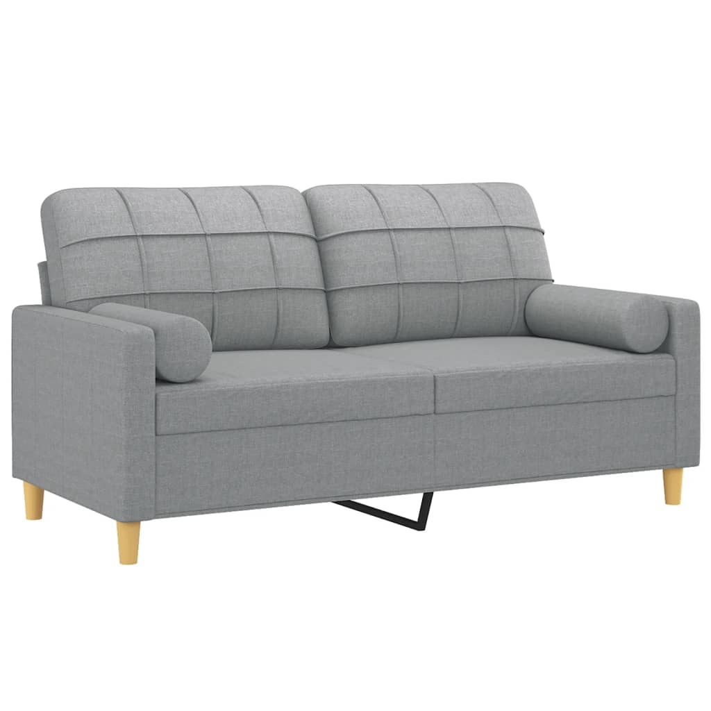 2-Sitzer-Sofa mit Zierkissen Hellgrau 140 cm Stoff