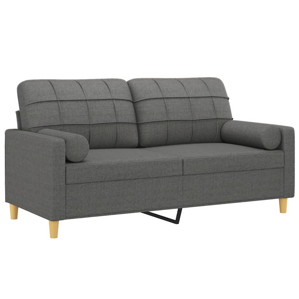 2-Sitzer-Sofa mit Zierkissen Dunkelgrau 140 cm Stoff