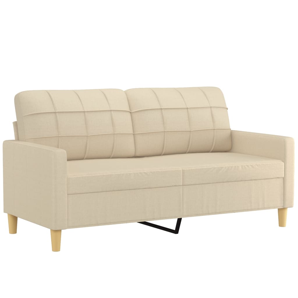 2-Sitzer-Sofa mit Zierkissen Creme 140 cm Stoff