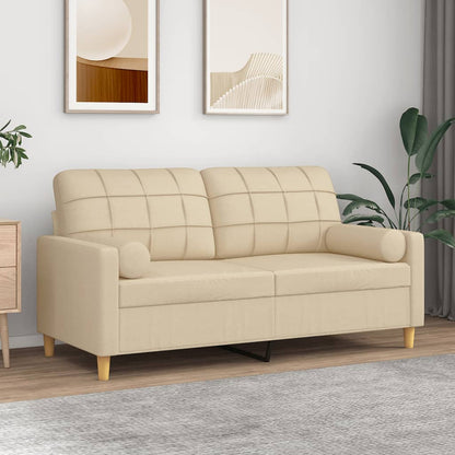 2-Sitzer-Sofa mit Zierkissen Creme 140 cm Stoff